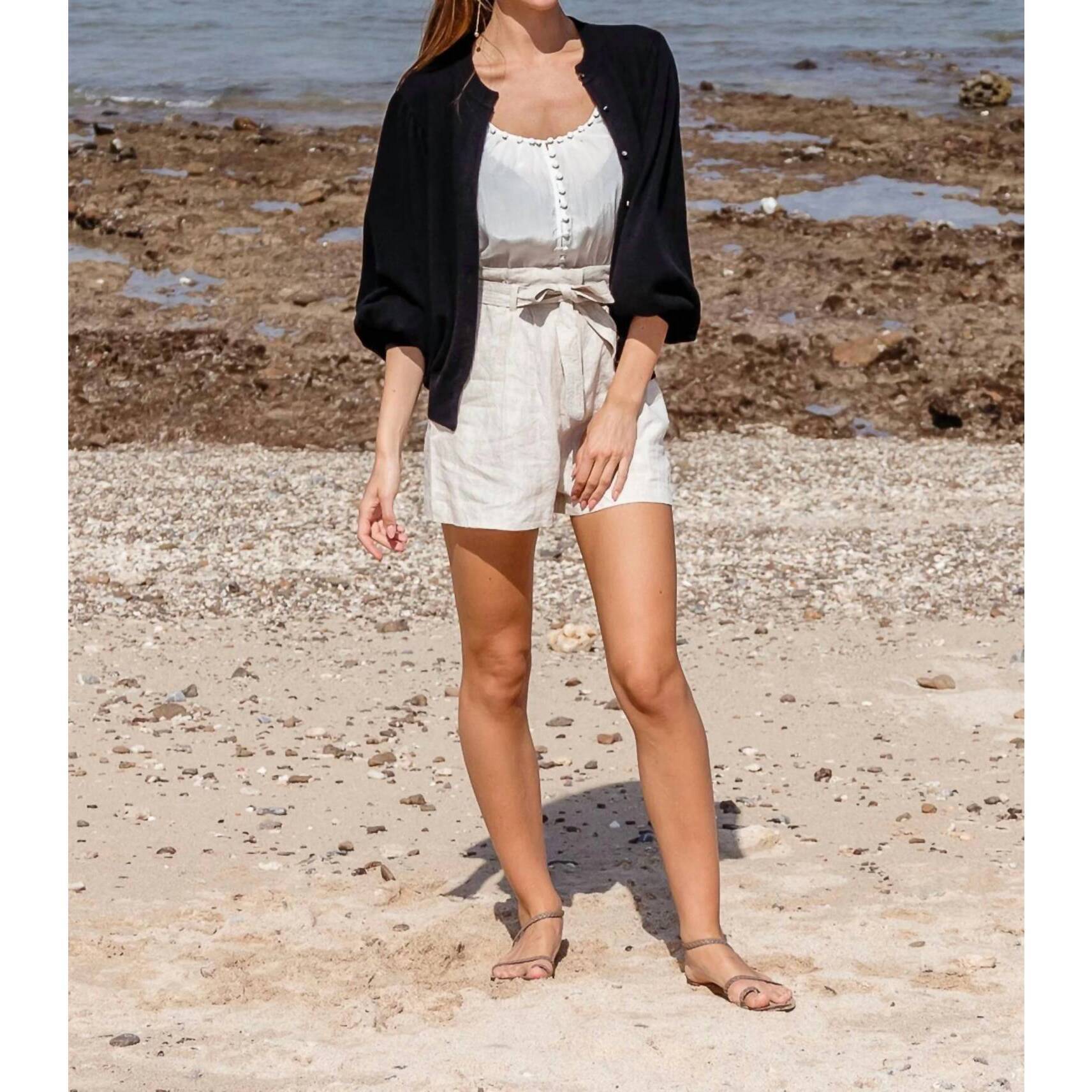 New Scarlett Poppies Volume Sleeve Feminine Cashmere Cardigan In Black